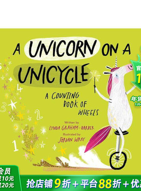 【现货】独轮车上的独角兽 A Unicorn on a Unicycle 英文儿童插画故事绘本 进口童书