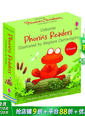 【预售】自然拼读故事(12册套组礼盒) Usborne Phonics Readers 英文儿童趣味互动绘本 英语早教进口书