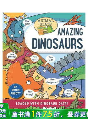 【预售】动物数据百科：恐龙篇 Animal Stats: Dinosaurs 英文儿童插画故事绘本 进口童书