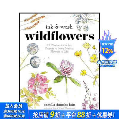 【预售】水墨野花 Ink & Wash Wildflowers 原版英文艺术画册画集 正版进口书