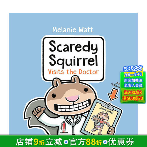 【现货】英文原版 害怕的松鼠去看医生 【胆小鬼松鼠】Scaredy Squirrel Visits the Doctor 英文儿童故事绘本 进口原版书籍