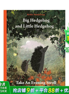 【预售】大刺猬和小刺猬晚上散步 Big Hedgehog and Little Hedgehog Take an Evening Stroll 英文儿童插画故事绘本 进口童书