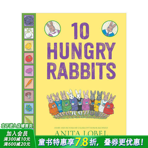【现货】10 Hungry Rabbits十只饥饿的兔子 英文儿童绘本 凯迪克获奖插画家 3-6岁 数学颜色启蒙 戒掉挑食 正版进口图书书籍