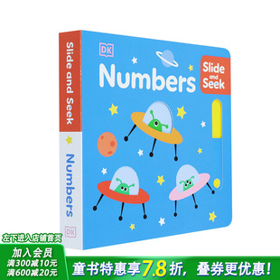 and 英文儿童趣味互动绘本 英语早教启蒙进口童书 Slide Numbers 趣味机关书 滑动探索：数字启蒙 预售 Seek
