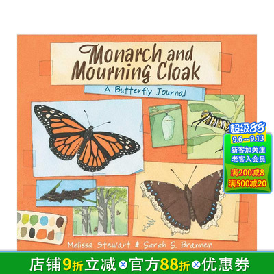 【预售】蝴蝶观察日记 Monarch and Mourning Cloak: A Butterfly Journal 英文儿童插画科普故事绘本 进口童书