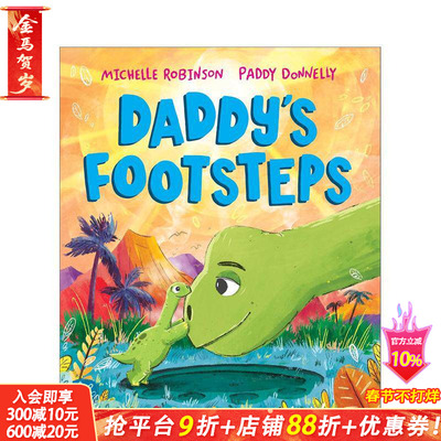 【预售】爸爸的足迹：和爸爸一起踏上恐龙冒险之旅！ Daddy's Footsteps 英文儿童插画故事绘本 进口童书