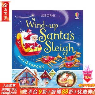 【预售】【轨道玩具书】发条圣诞老人雪橇 含小车玩具Wind-Up Santa's Sleigh 英文儿童趣味互动绘本 英语早教进口书正版进口书