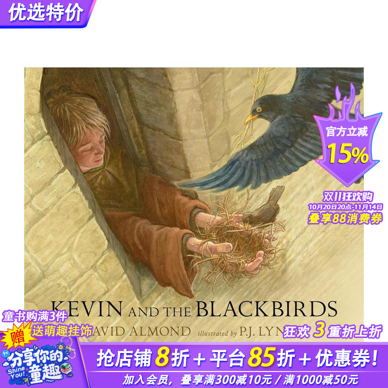 【现货】凯文与黑色小鸟 Kevin and the Blackbirds 英文儿童插画故事绘本 进口童书