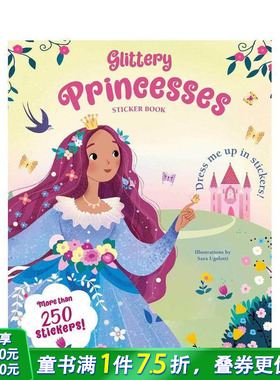 【预售】闪亮公主贴纸书 Glittery Princesses: Sticker Book 原版英文儿童语言/概念启蒙