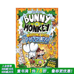 Whopping 预售 Monkey World 英文儿童漫画故事 Bunny Puzzles 兔子大战猴子：奇妙解谜乐园 英语拓展阅读进口书 The