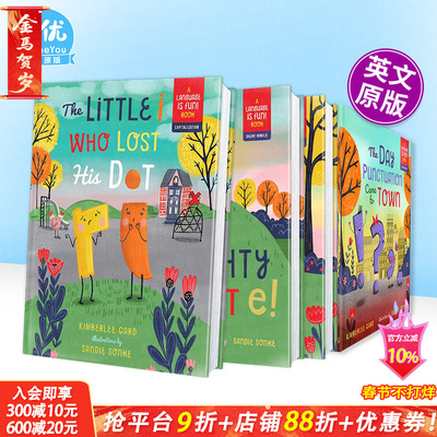 【多册选拍】快乐英语启蒙4册绘本：丢了圆点的小i/小e/元音字母/标点 Language is Fun:The Little i Who Lost His Dot英文儿童书