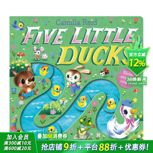【现货】【滑条歌谣书】五只小鸭子 Five Little Ducks 英文儿童趣味互动 英语早教进口童书