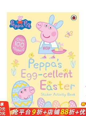 【预售】佩奇的鸡蛋复活节贴纸活动书 Peppa’s Egg-cellent Easter Sticker Activity Book 英文儿童趣味互动绘本书 英语早教