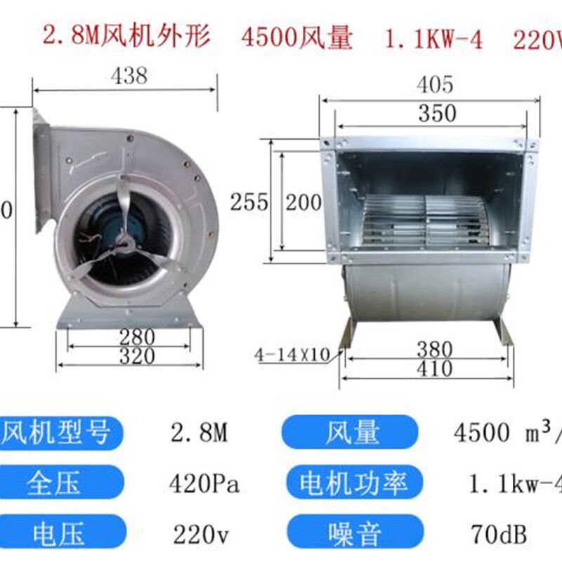 离心风机静音厨房商用饭店排油烟机蜗牛式低噪音环保除尘风鼓风机
