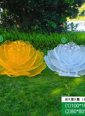 户外不锈钢镂空发光花朵莲花雕塑售楼部景区园林景观草坪装饰摆件