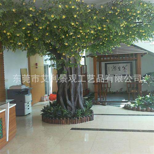 黄槐树大型人造绿植装饰金蝶状花叶色泽艳丽多规格供应高仿真