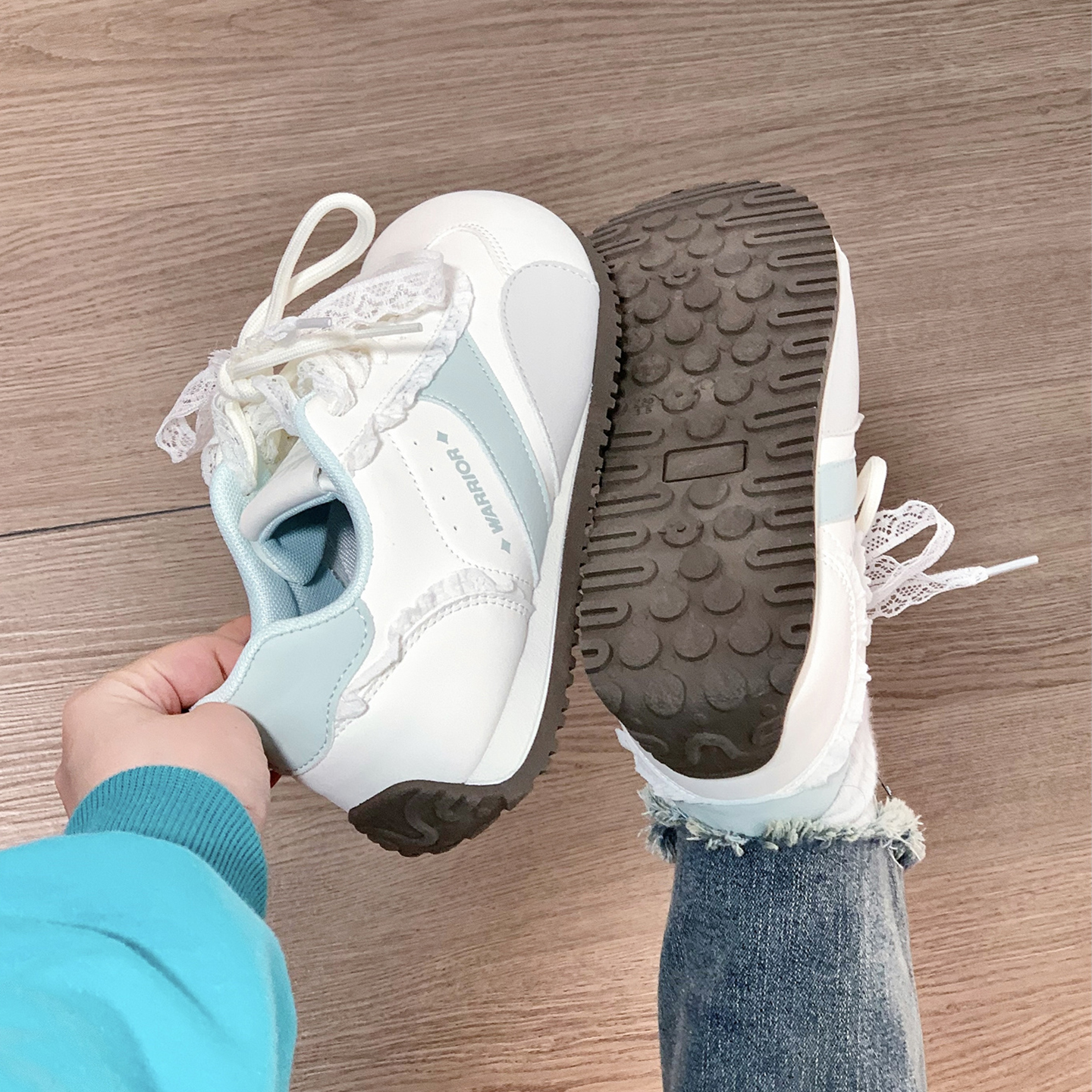 回力蕾丝软底德训鞋女秋冬新款