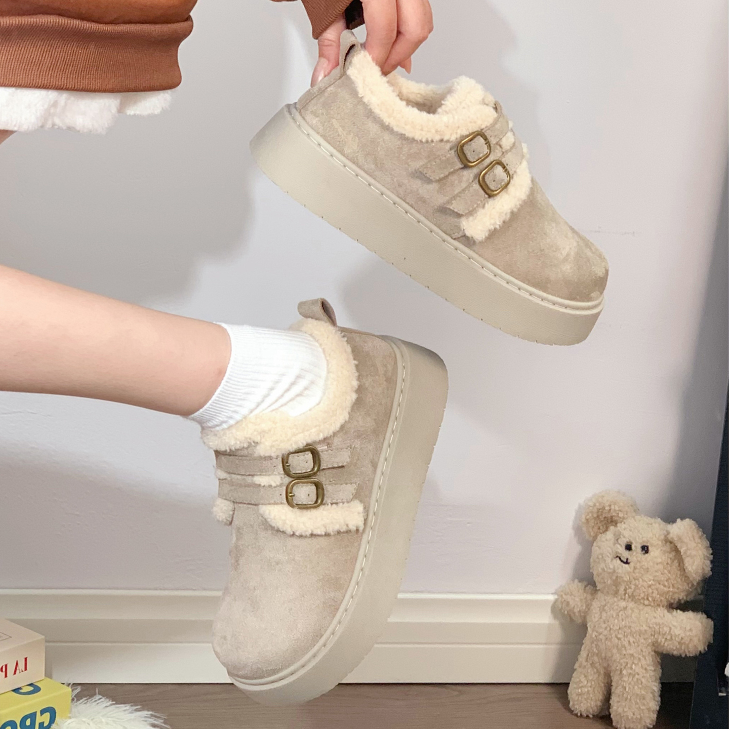 回力羊羔毛雪地靴女2025冬季新款