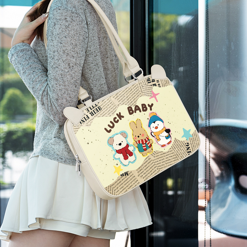 卡通可爱单肩电脑包15.6寸防摔适用华为荣耀16.1英寸可斜挎手提包联想air14英寸防震保护加厚苹果mac13.3英寸