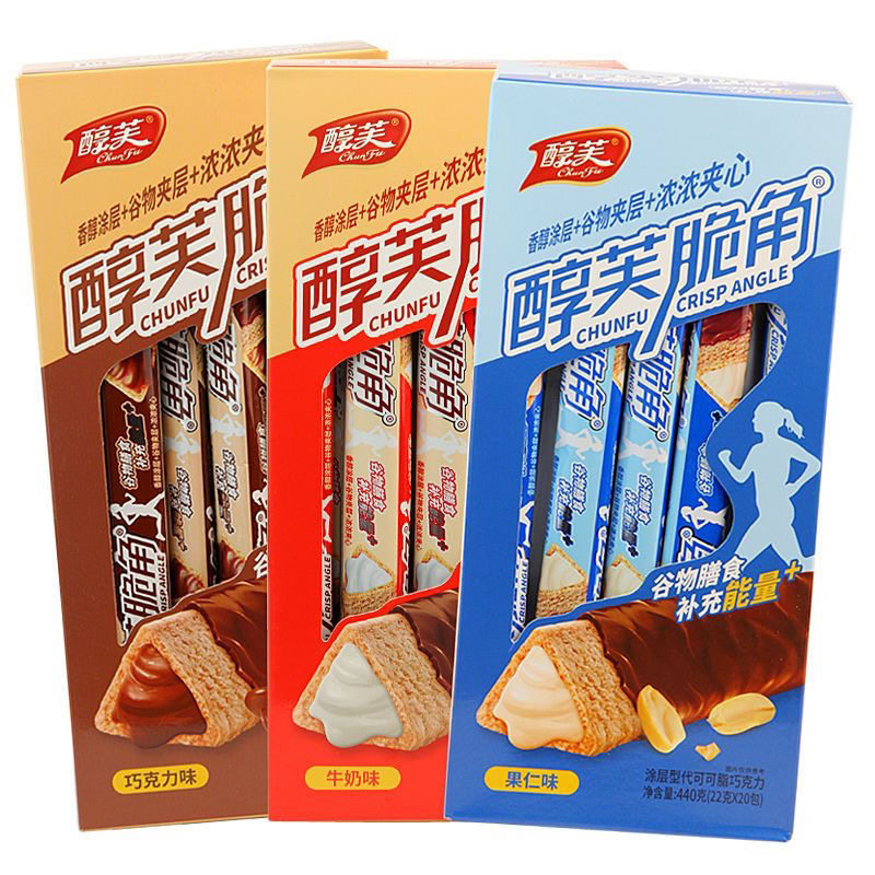醇芙脆角22克长条巧克力能量棒金字塔三角酥威化夹心网红休闲零食