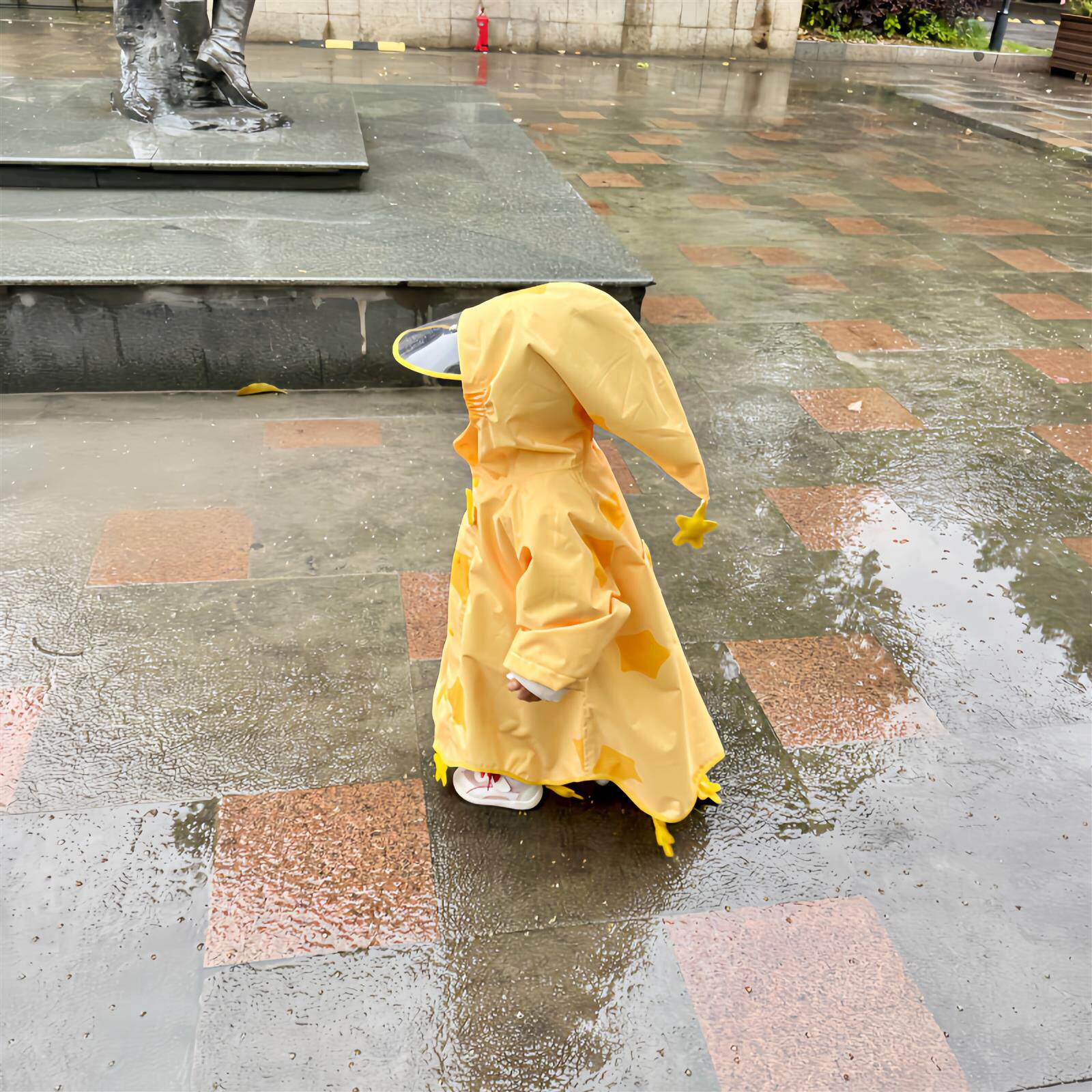 星星人!儿童雨衣男孩女孩小学生幼儿园专用连体上学全身防水可爱