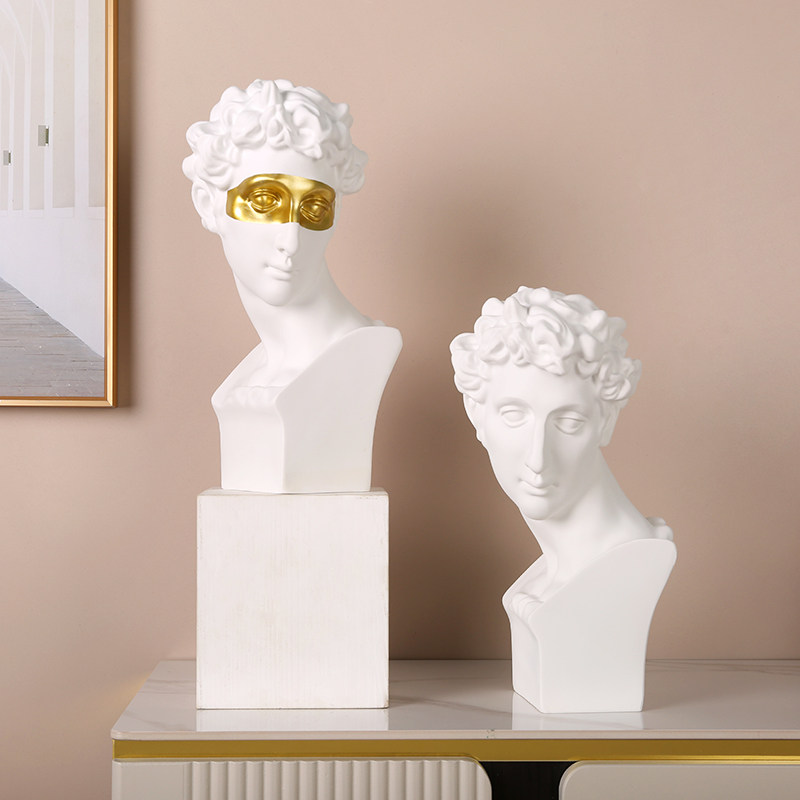 大卫石膏像摆件树脂西方人物雕像烫金艺术头像小雕塑素描写生道具