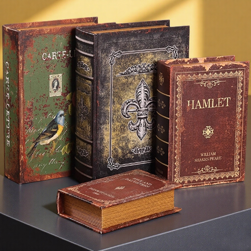 欧式复古仿真书摆件假书收纳盒轻奢书架书柜书本装饰品创意礼物盒