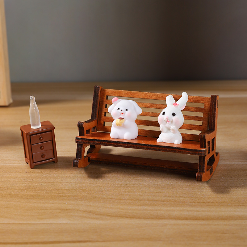 木质复古摇摇椅小凳子桌面摆件