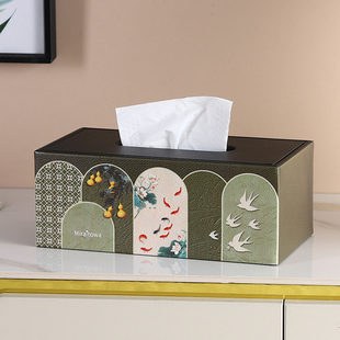 创意新款皮革纸巾盒家用中古风高级感抽纸盒客厅桌面遥控器收纳盒