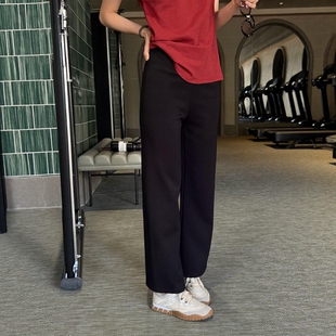 高腰显瘦休闲裤 女2026春新款 2K188 喇叭裤 十三行摩登197黑色九分裤