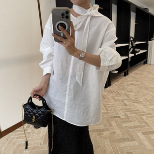 十三行摩登197极简风宽松苎麻衬衫 防晒显瘦上衣230 女2026春夏新款