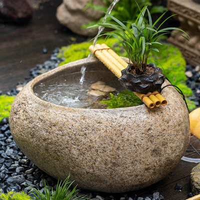 仿石槽鱼缸流水摆件造景装饰庭院
