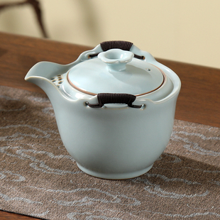 汝窑防烫茶壶手抓壶盖碗单个高档泡茶壶茶碗带盖家用汝瓷功夫茶具
