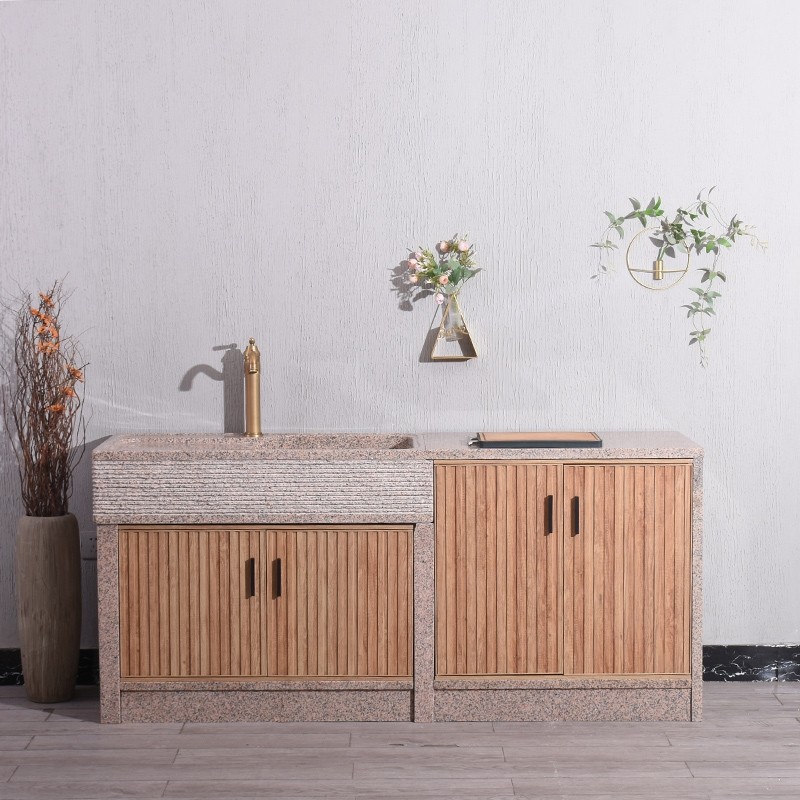 户外大理石操作台洗衣机柜洗手池室外石头水池水槽石材一体洗衣池