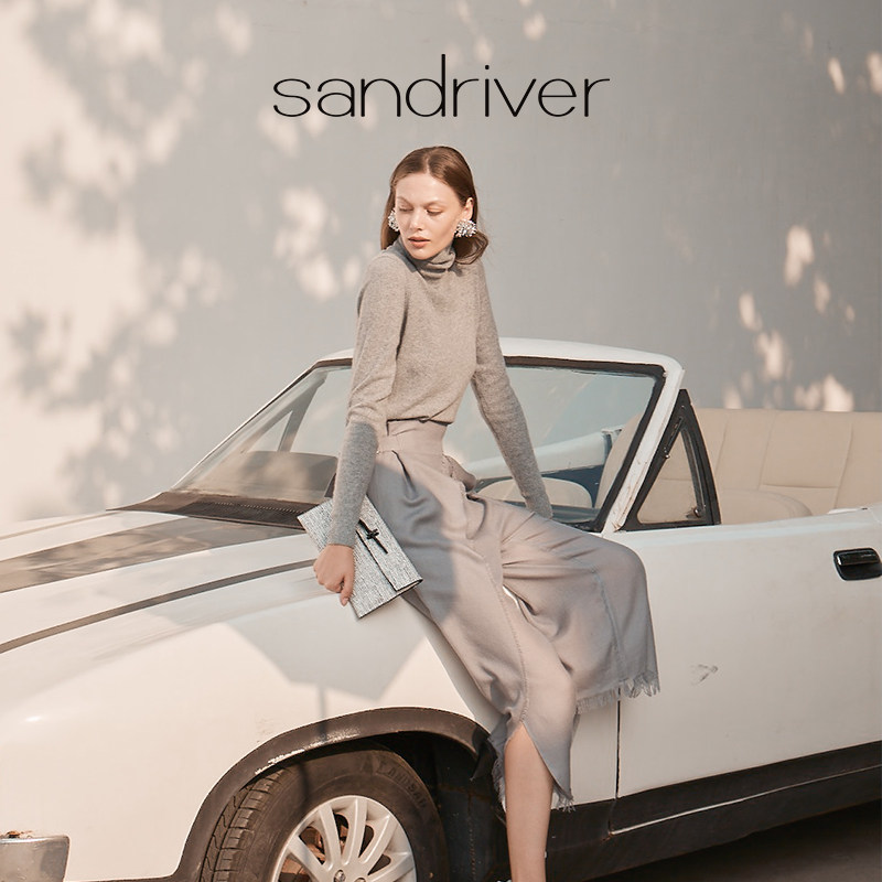 沙涓sandriver羊绒休闲女裤四季皆宜舒适春夏流苏中长裤女