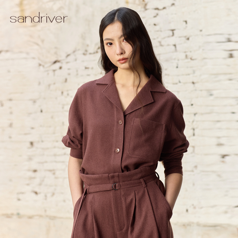 sandriver沙涓羊绒休闲开衫外套