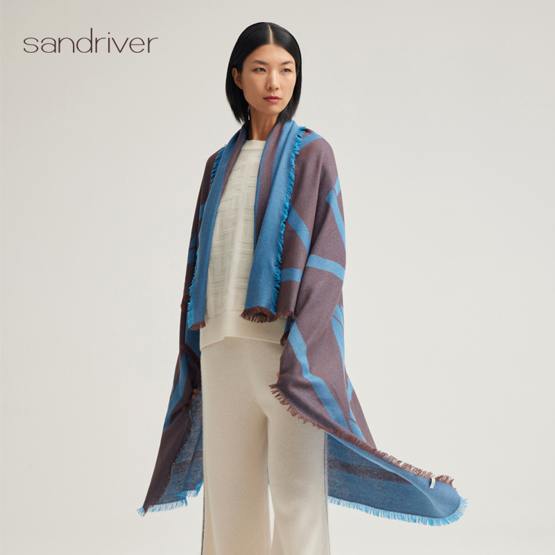 沙涓sandriver羊绒提花方巾