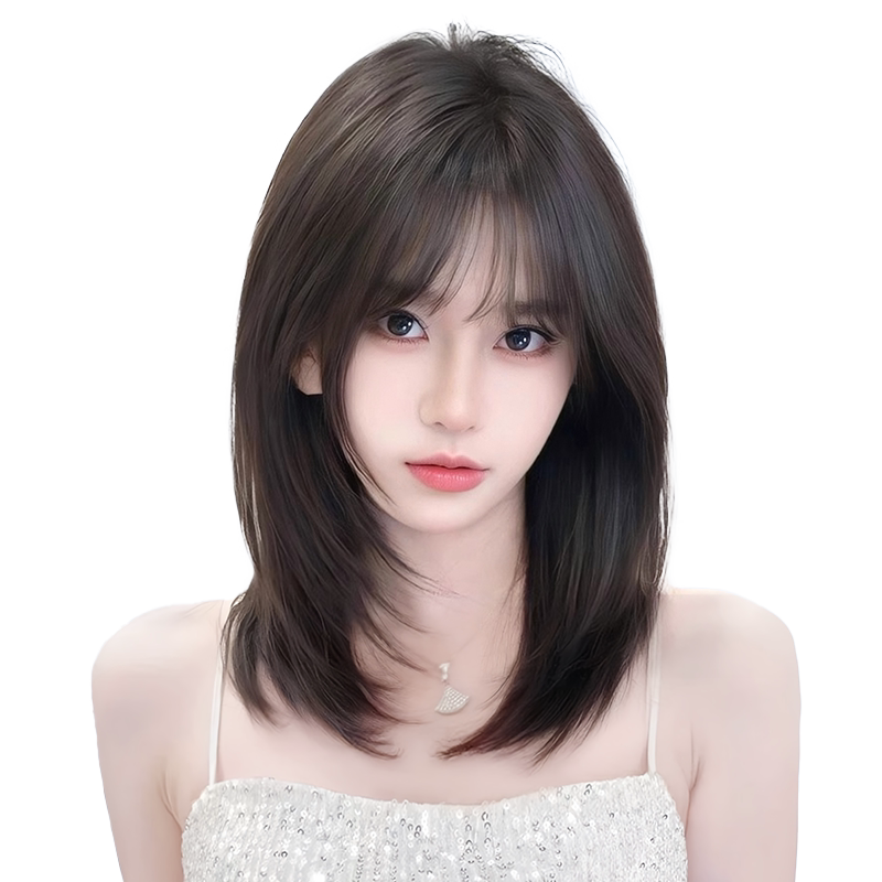 假发女高层次锁骨发夏季新款全真人发修颜减龄自然短发假发套