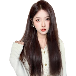 真我假发真发女全头套自然黑长直隐形无痕蕾丝递针真人发丝假发套