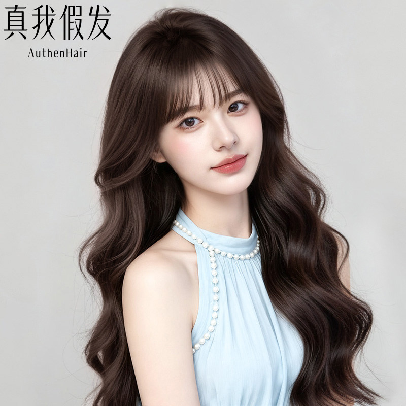 假发女全头套长发卷发大波浪高端真发自然蕾丝递针无痕整顶假发套