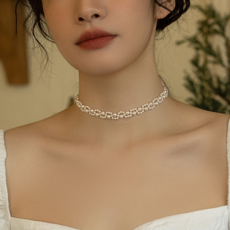 施家珍珠14K包金锁骨链女生项链