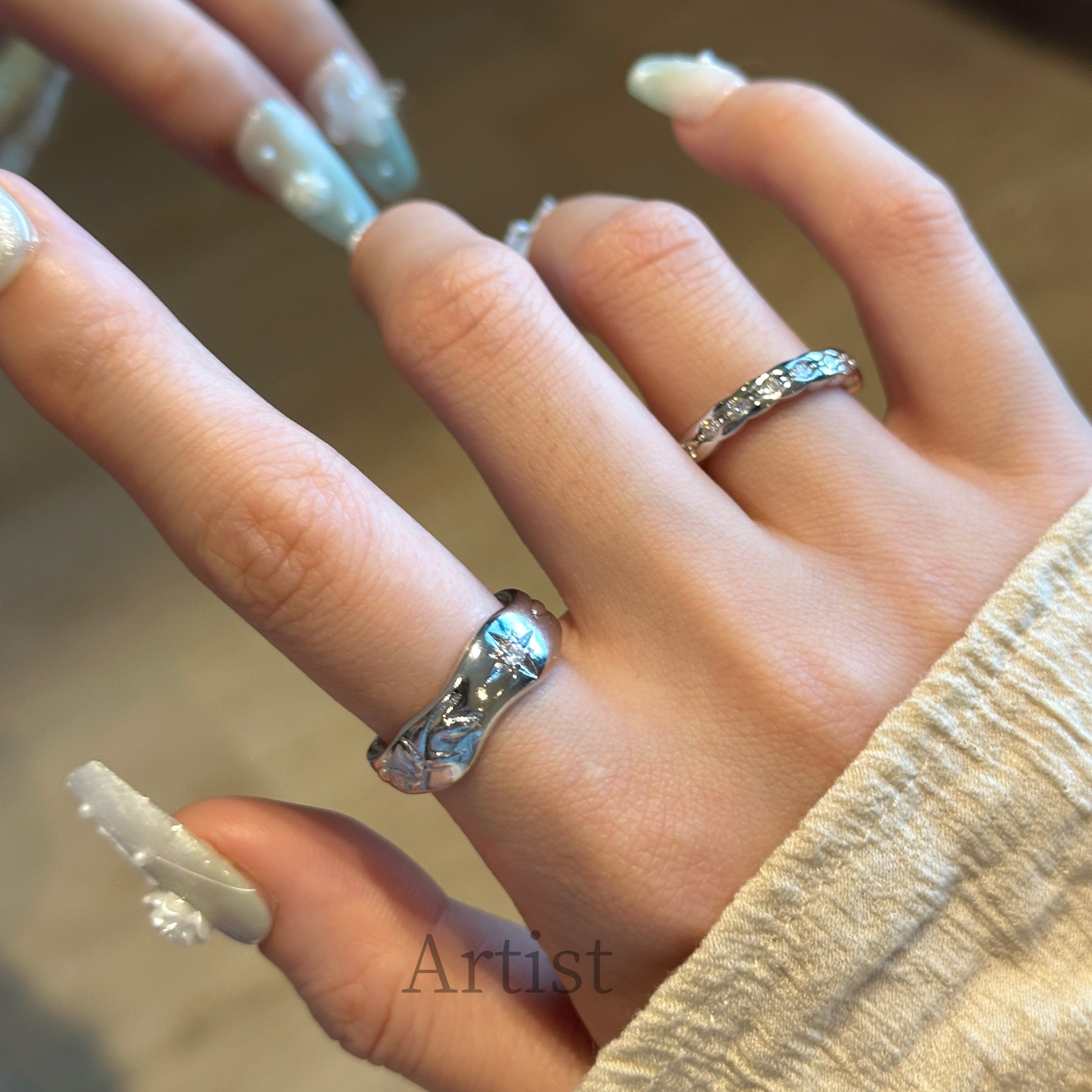 原创轻奢八芒星锆石戒指女ins