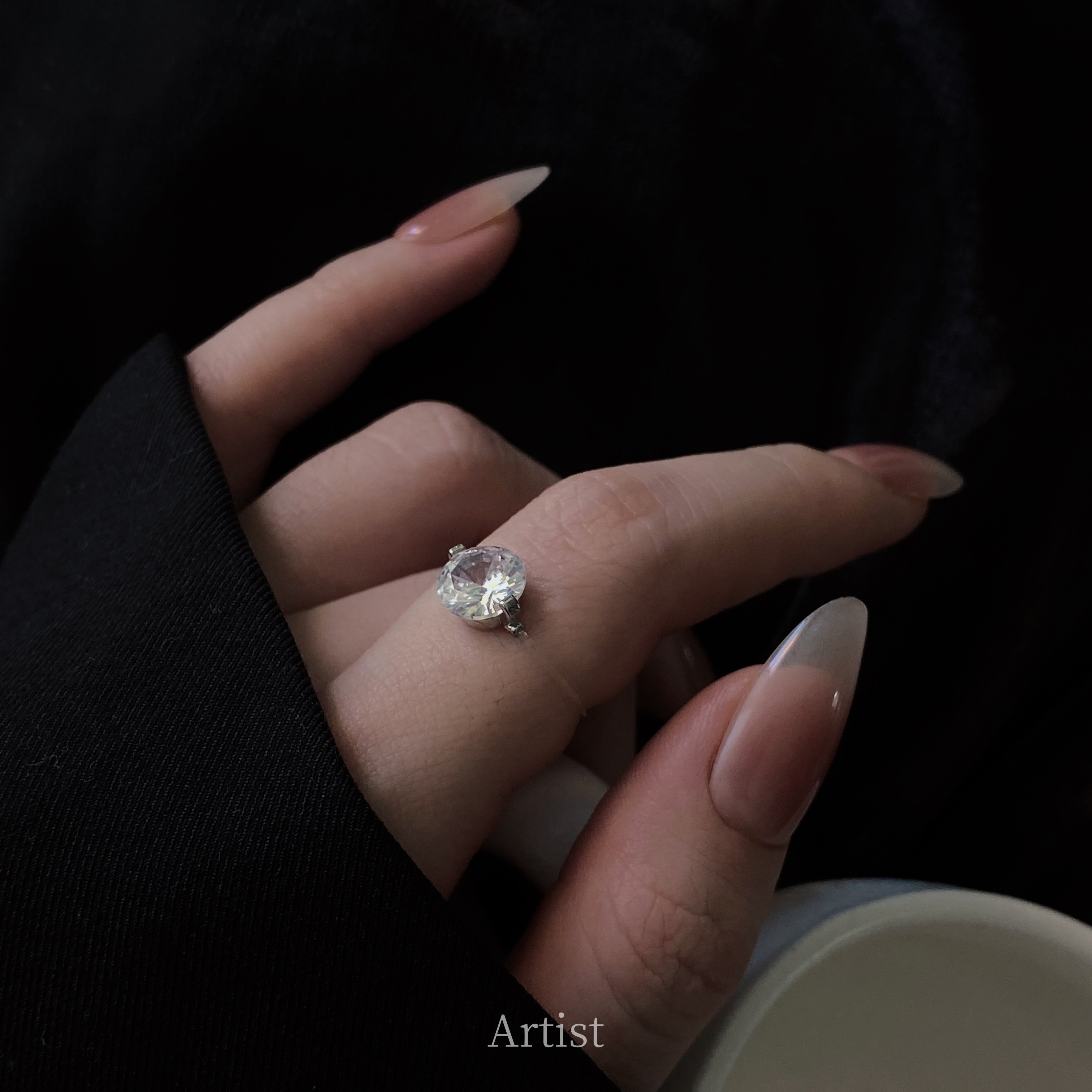 高级感闪钻锆石开口可调节圆形