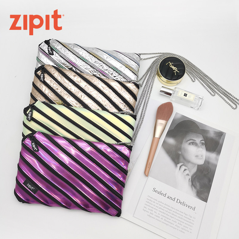 zipit炫彩拉链袋可挎包女时尚小巧文具多功能收纳女士学生笔袋拉链款
