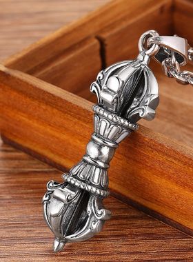 FuGui 复古做旧金刚杵吊坠男士潮个性百搭项链配饰品挂坠国风原创