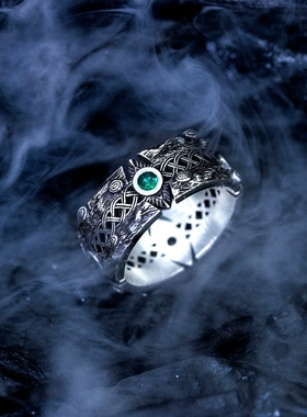 祖母绿锆石开口情侣守护戒指