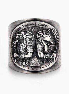 FuGui 欧美《荷尔鲁斯》戒指男生潮复古个性设计感小众食指开口指