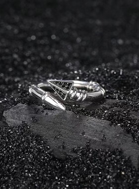 FuGui 箭头戒指女男潮小众设计简约时尚 ins风复古做旧开口食指环