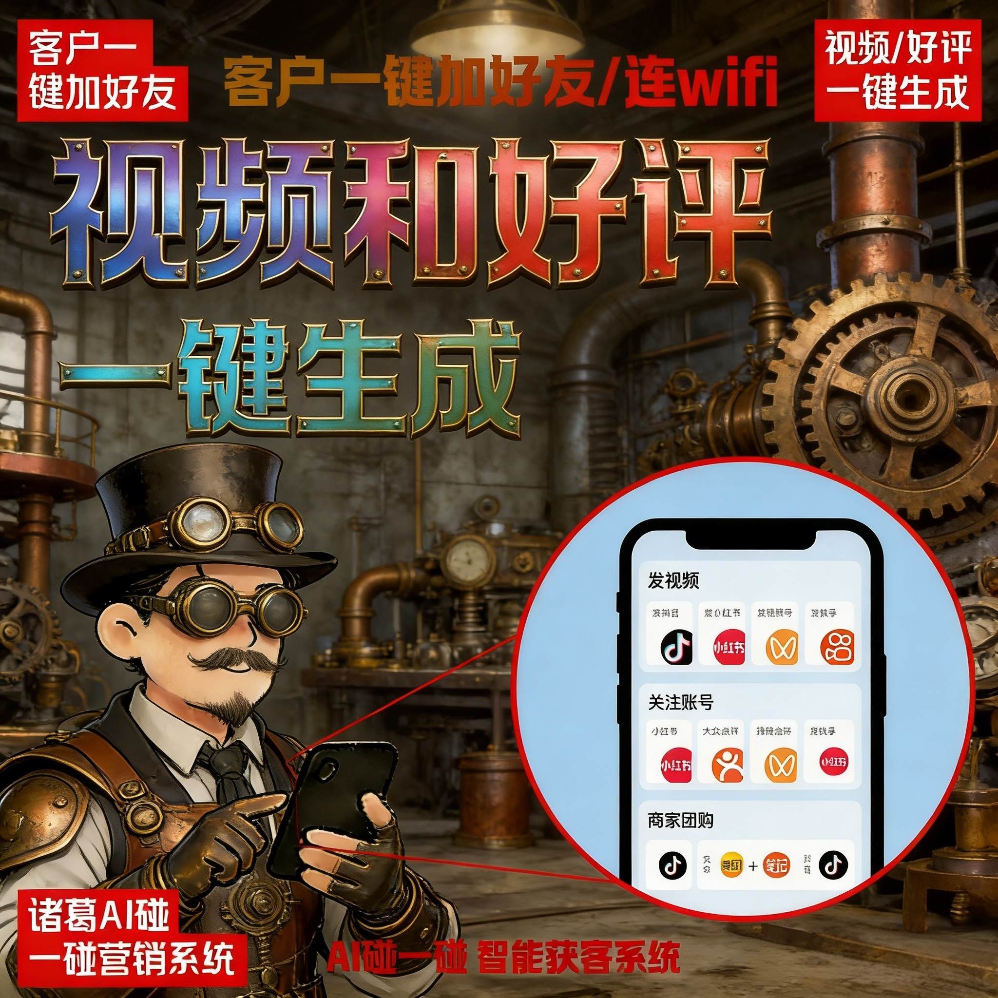 碰一碰短视频营销获客系统安卓系统私域一键分发布智能触碰同城客