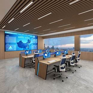 指挥中心控制台定制桌面监控室操作台可视化工作调度桌烤漆弧形琴